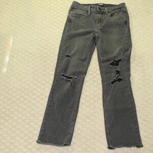 Paige Jacqueline Straight Women's 24 Charcoal Grey Distressed Stretch Jeans
